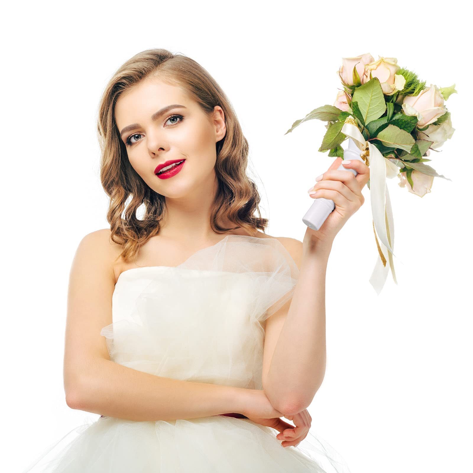 10 Pcs Artificial Flowers Foam Bouquet Holders Handle for Weddings Gardening