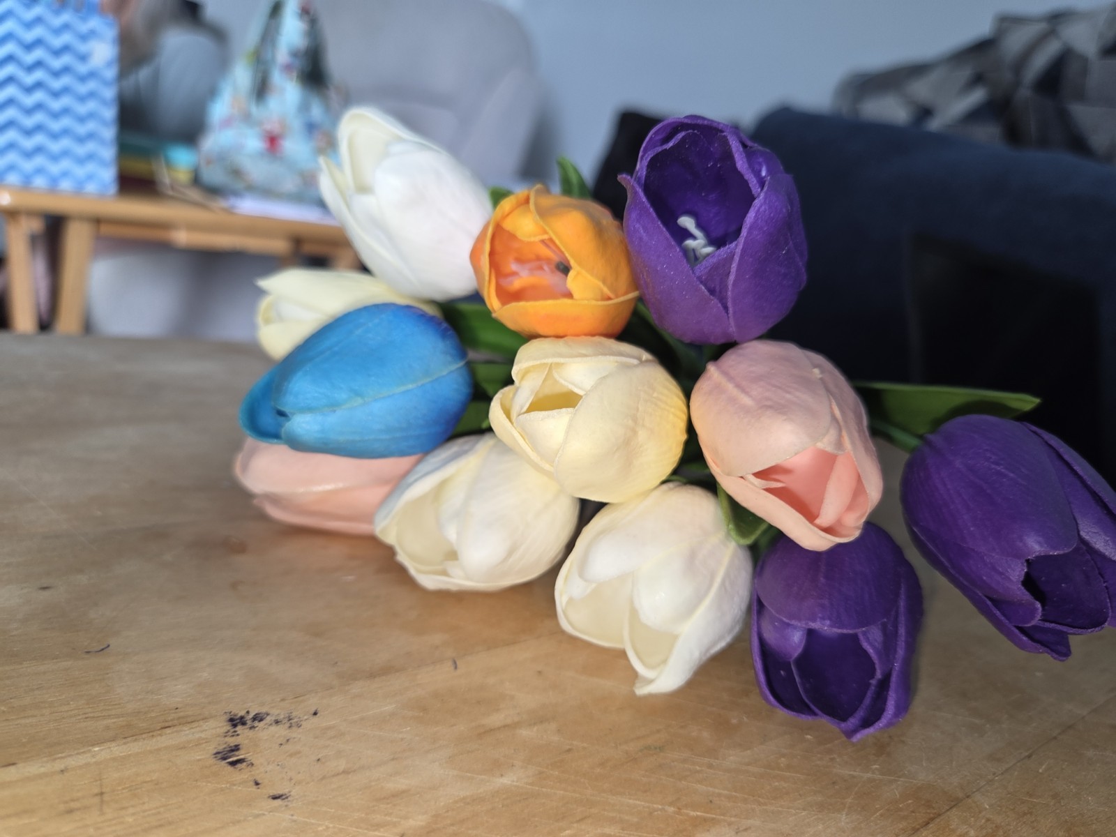 Real Touch Mixed Color Artificial Tulips