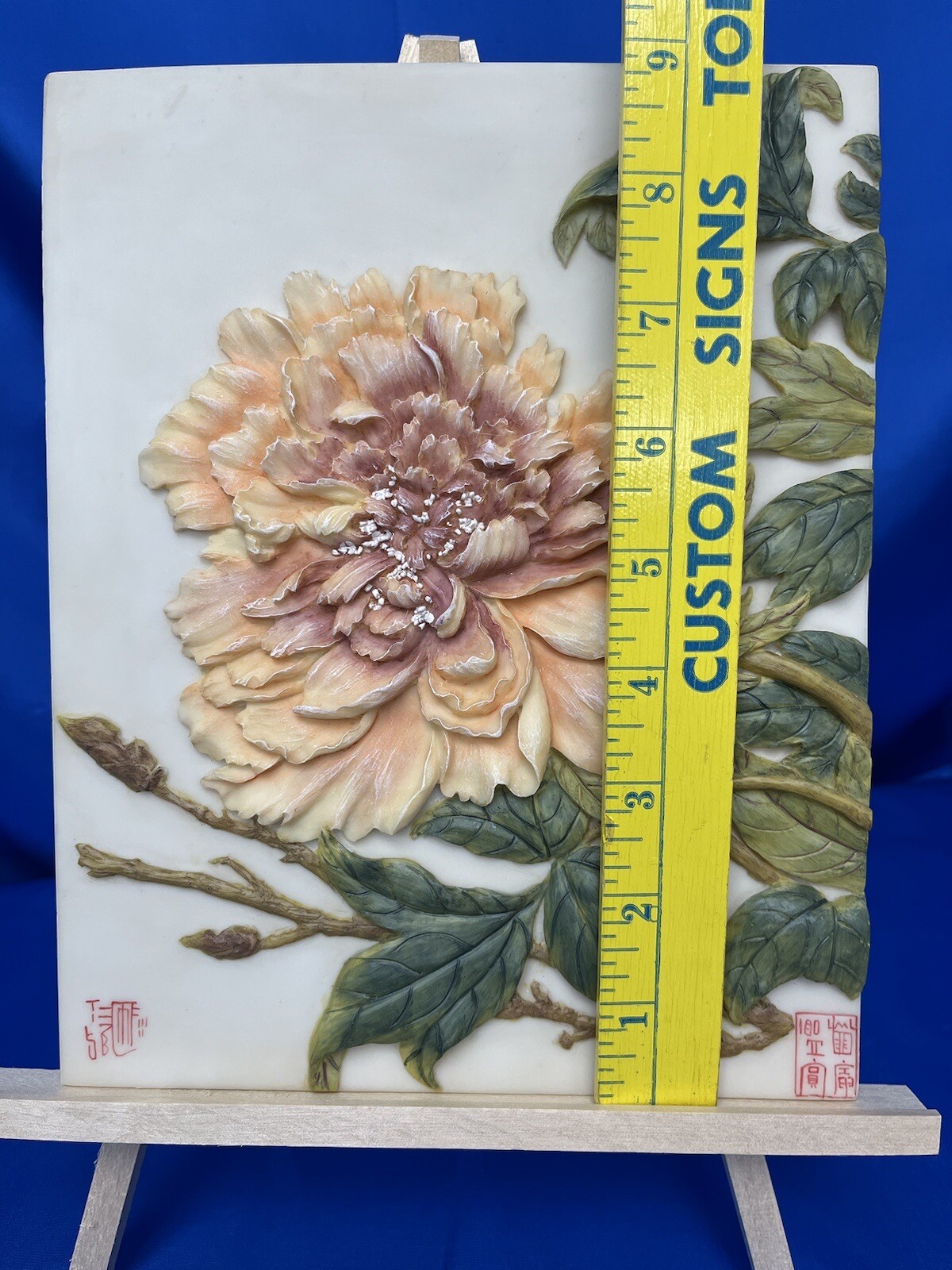 Chinese Peony Plaque Garden/Home Hand Painted 7.5×9.5 Ibis & Orchard VTG Retired