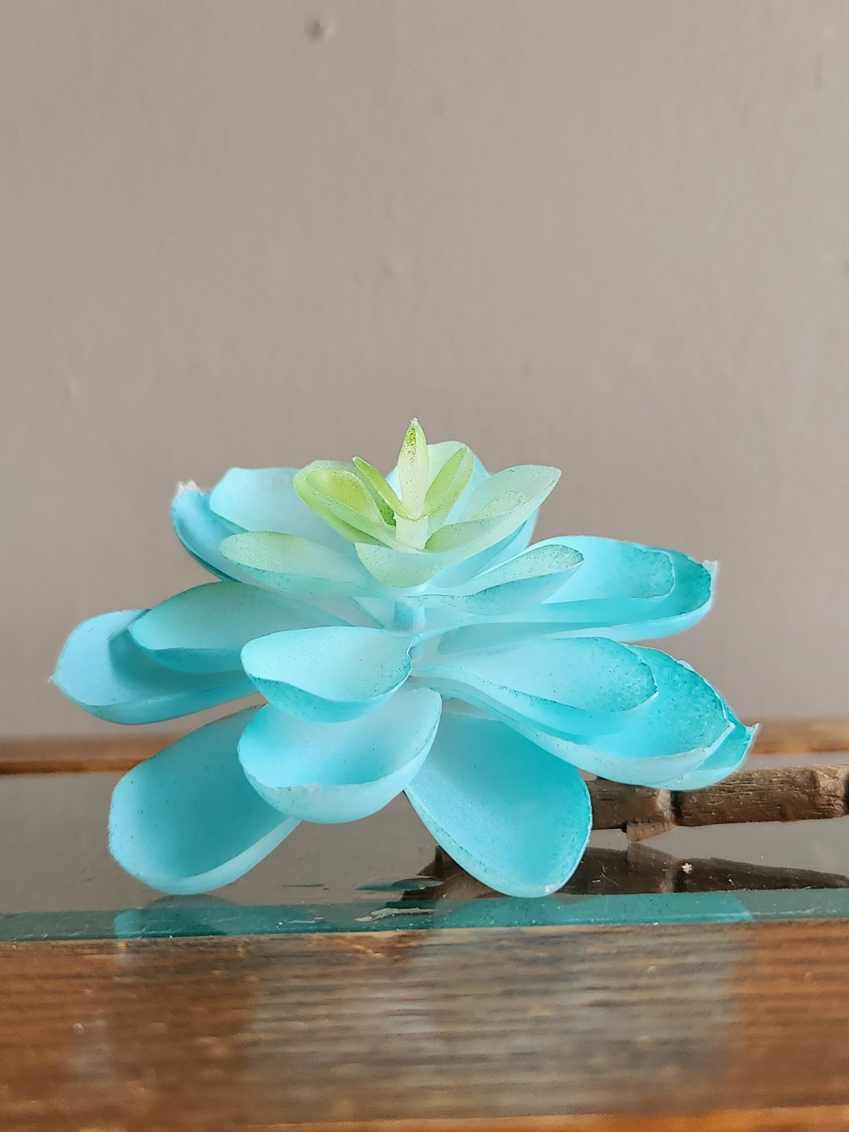 2 Artificial Succulent Rubber Flowers Floral Decor • Beautiful Sky Blue