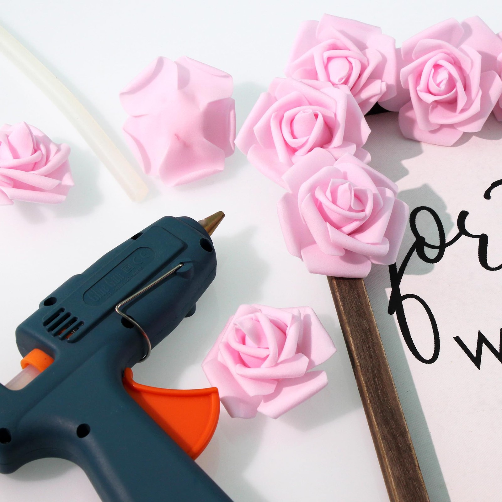100 PCS 3 Inch Light Pink Artificial Fake Foam Rose Head Flowers Decor