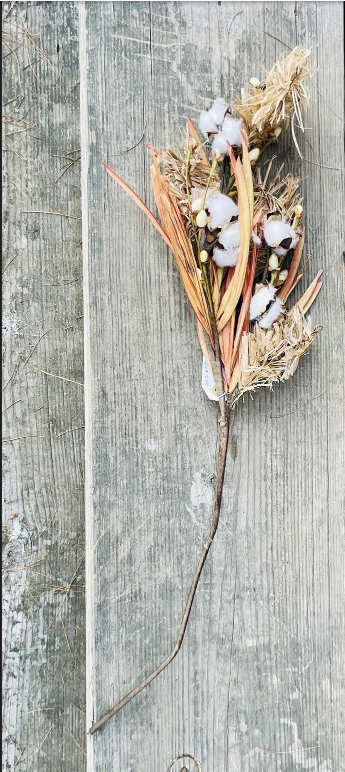 Cotton & Fall Grass Branch, 28” NEW Floral Arrangements Craft Supply