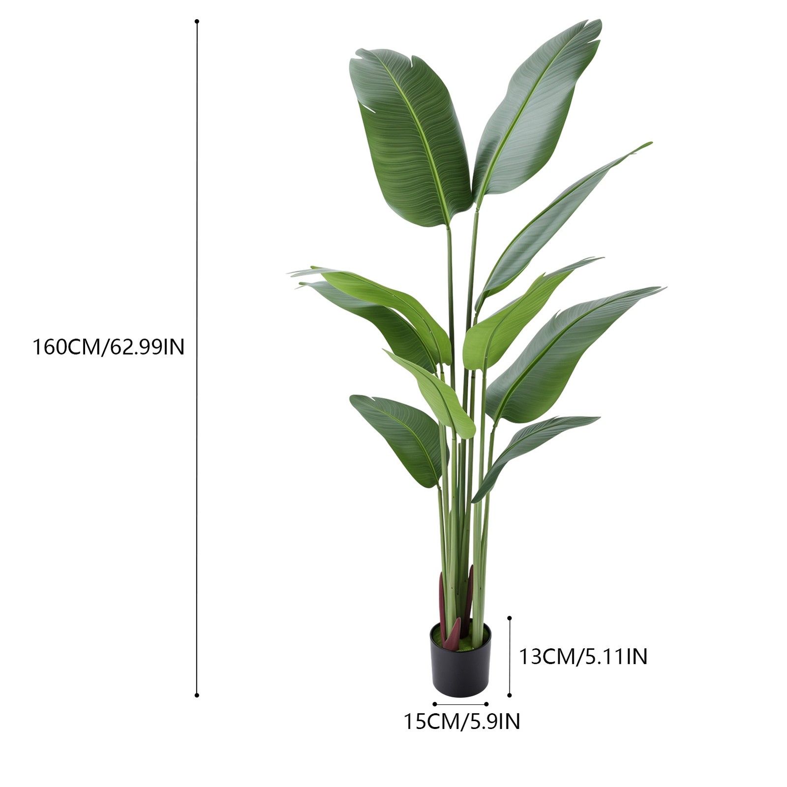 Artificial 5.2ft Banana Tree w/Pot Planter Faux Tropical Banana Plant Home Decor
