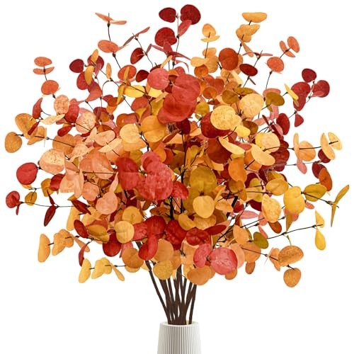 12 Pcs Artificial Eucalyptus Leaves 28” Tall Fall Flowers Leaf Greenery 12pcs