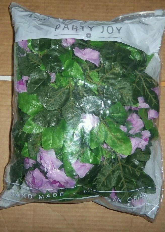 PARTY JOY VINTAGE ARTIFICIAL SILK ROSE FLOWER DECORATIVE BOUQUET PURPLE 33T 2 PC