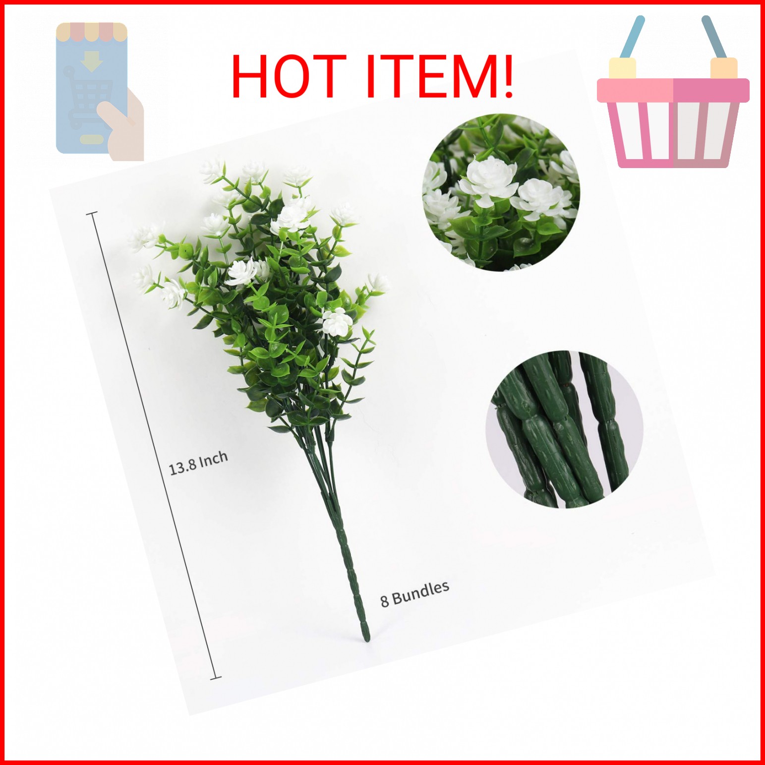 RECUTMS Artificial Flowers, Fake Boxwood Outdoor UV Resistant Plants Artificial