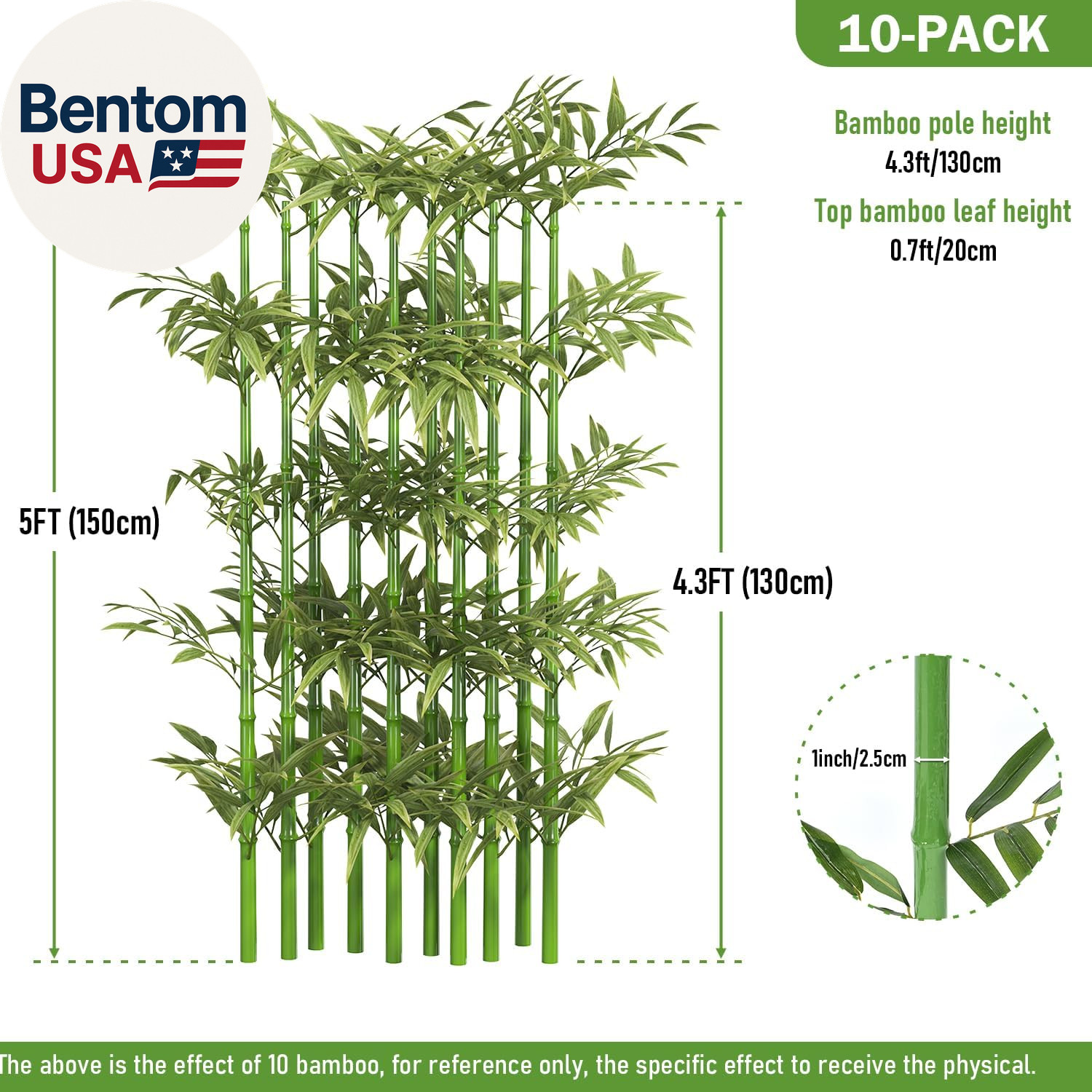 5Ft Fake Bamboo Plant 10 Pack, Artificial Privacy Plants Indoor Outdoor Faux Bam