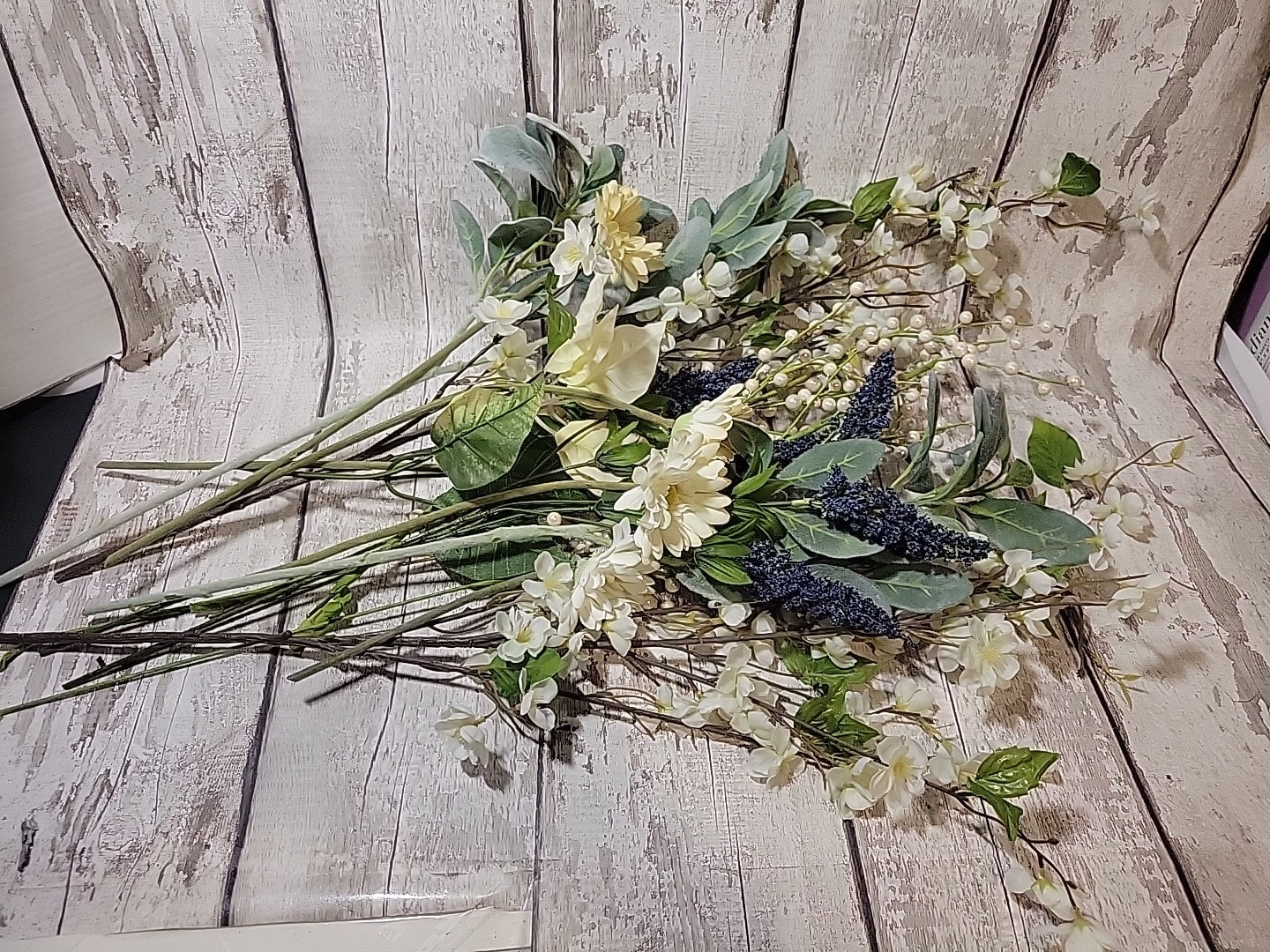 Faux Floral Flower Arrangement Single Pieces Daisy Pearl Berries Fuzzy Stems…