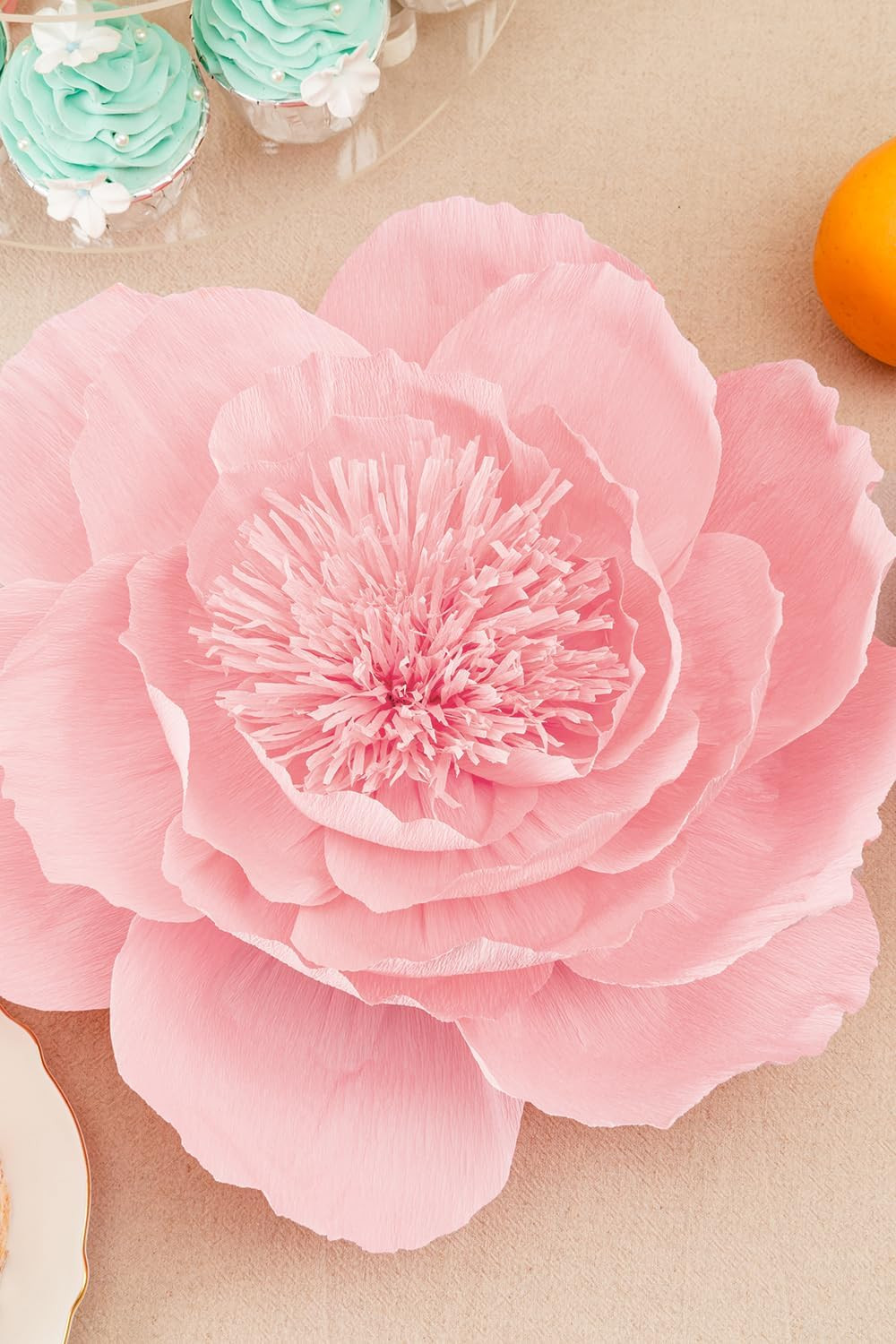 Crepe Paper Flowers Wall Decor Pink Set of 6 Wedding Party Photo Backdrop