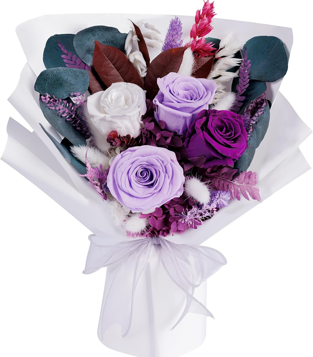 Flowers Gifts for Mom, Flower for Delivery, Preserved Roses Bouquets, Purple Ros