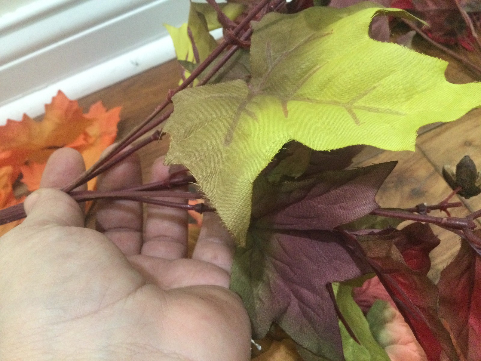 Candle Ring Oak Leaves PINECONE Fall Floral Decor 3.5” DIAM+ 3 BUSHES SILK