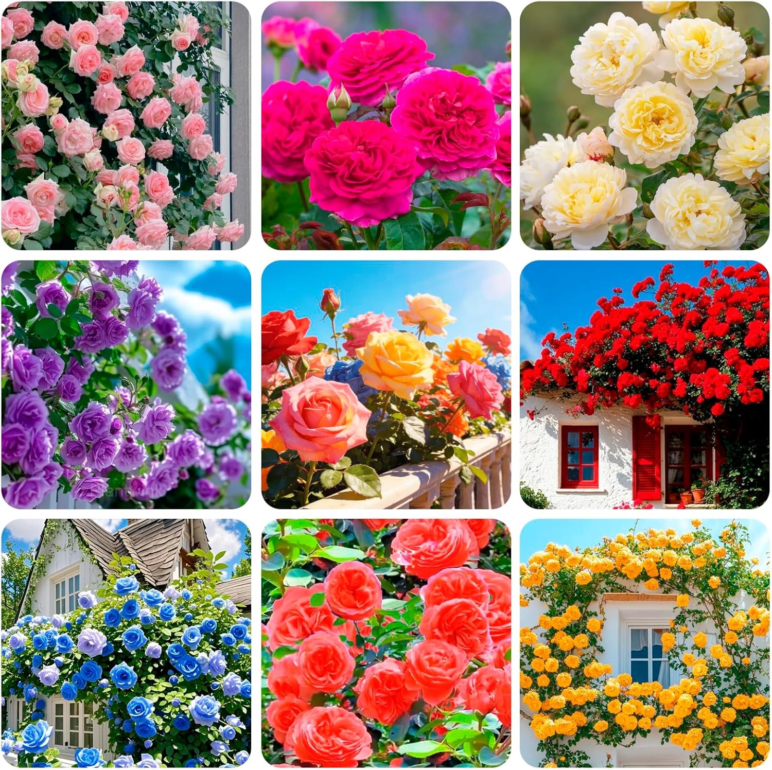 300+Climbing Rose Bush Seeds for Planting Outdoors-Perennial Flowering Plant for