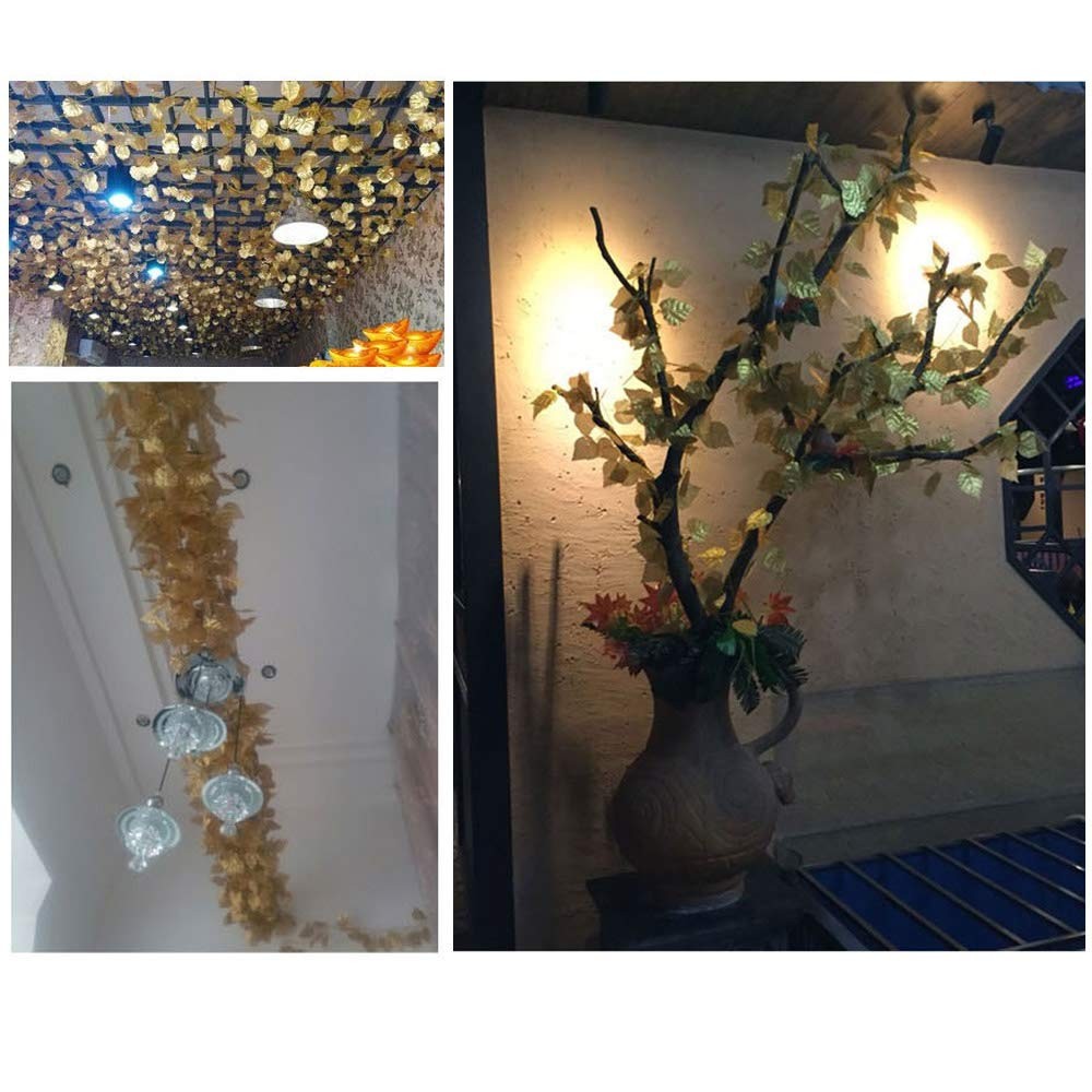 12pcs 6.5Feet Artificial Leaf Vine Wired Gold Leaf Garland Ivy Silk Greenery …