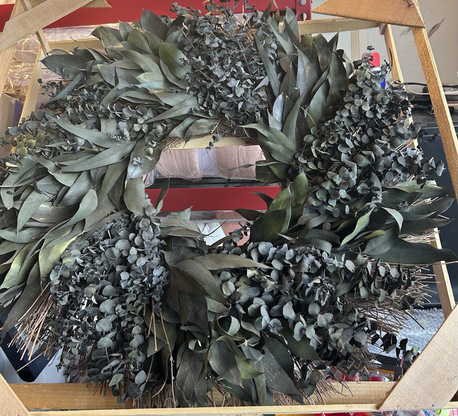 Bees and Willow Home Mix Eucalyptus Wreath 27 Inches Diameter Indoor Outdoor