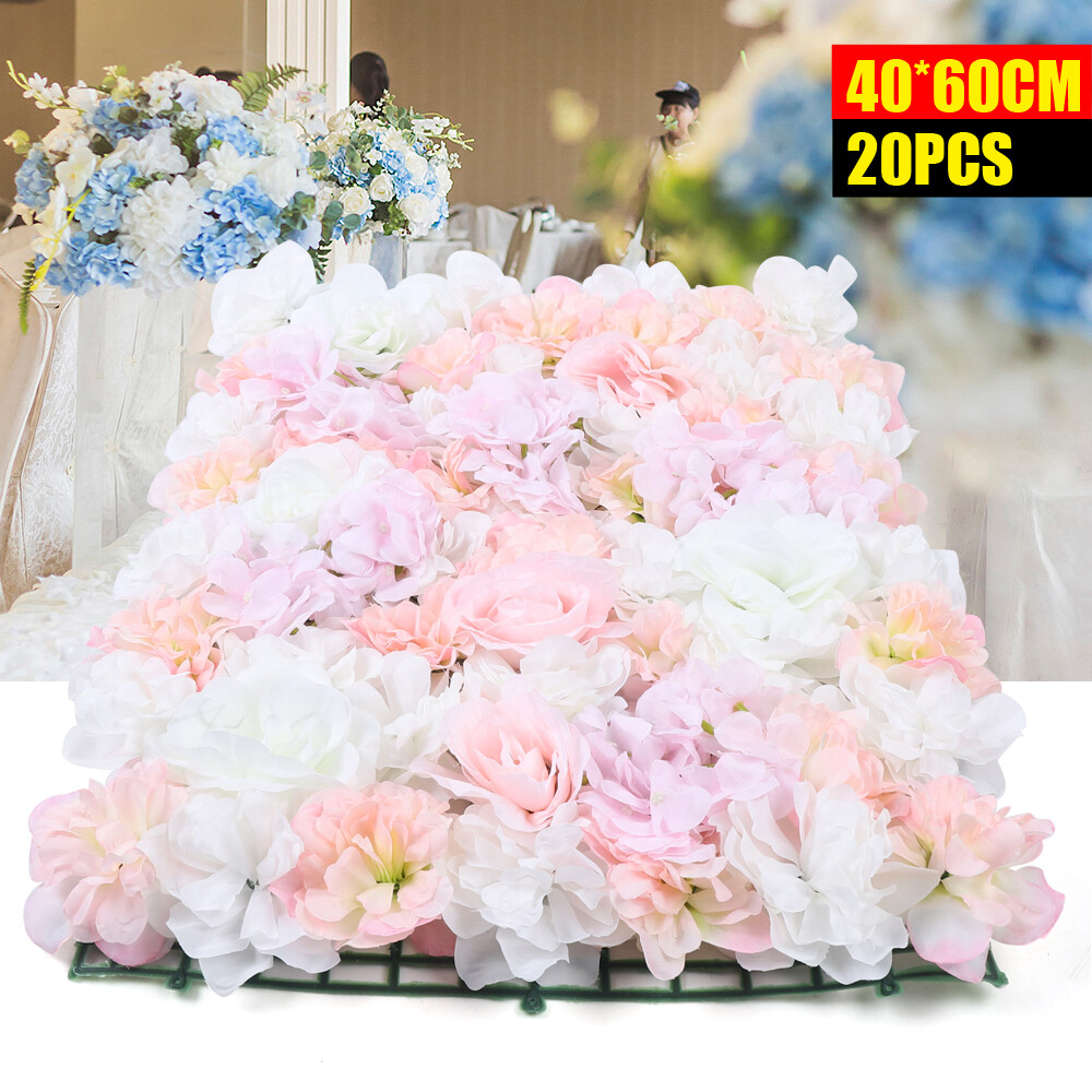 60x40cm Silk Rose Artificial Flower Wall Panel Wedding Party Backdrop Decoration
