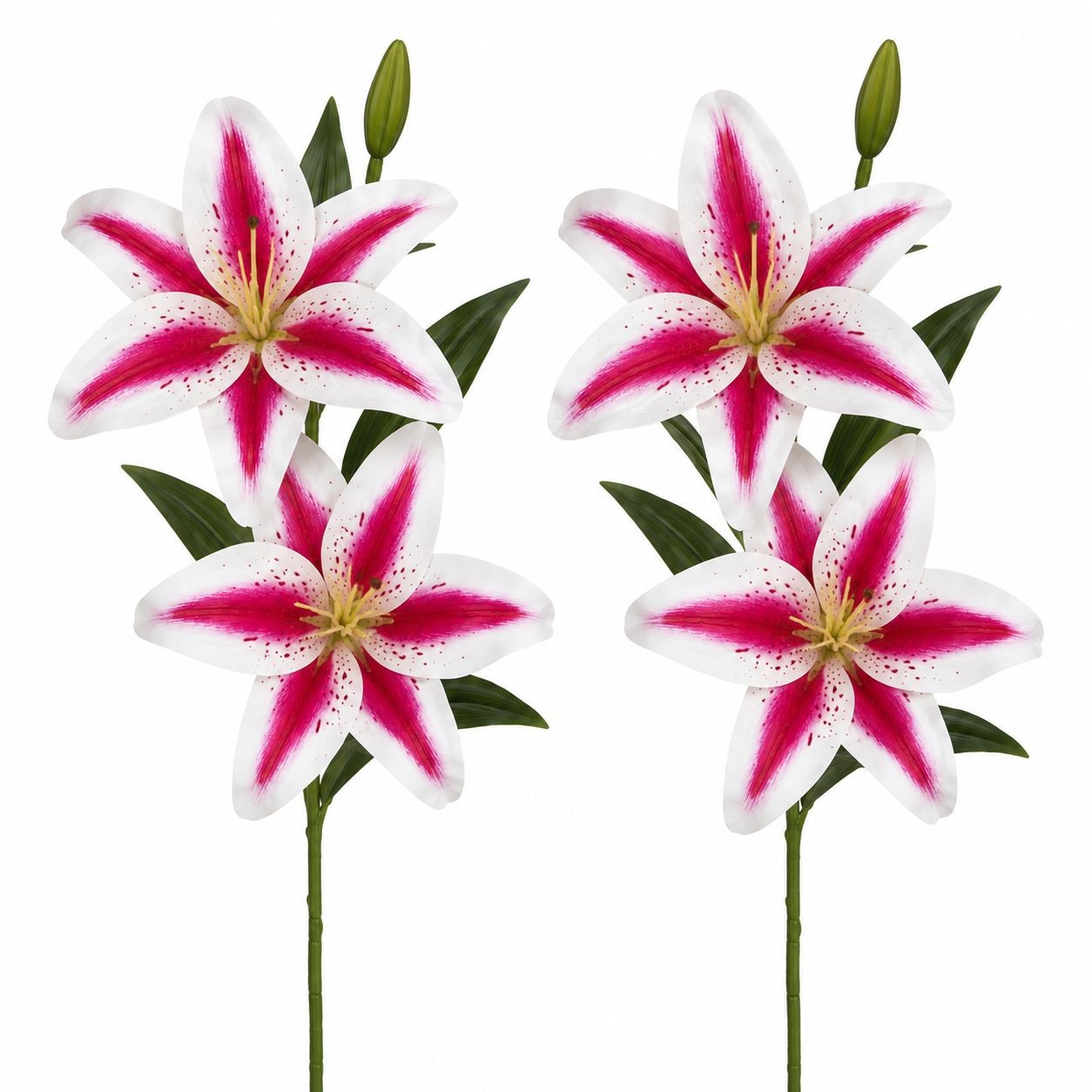 Real Touch Pink Stargazer Lily Stems Set of 2, Artificial Stargazer Lilies, Faux