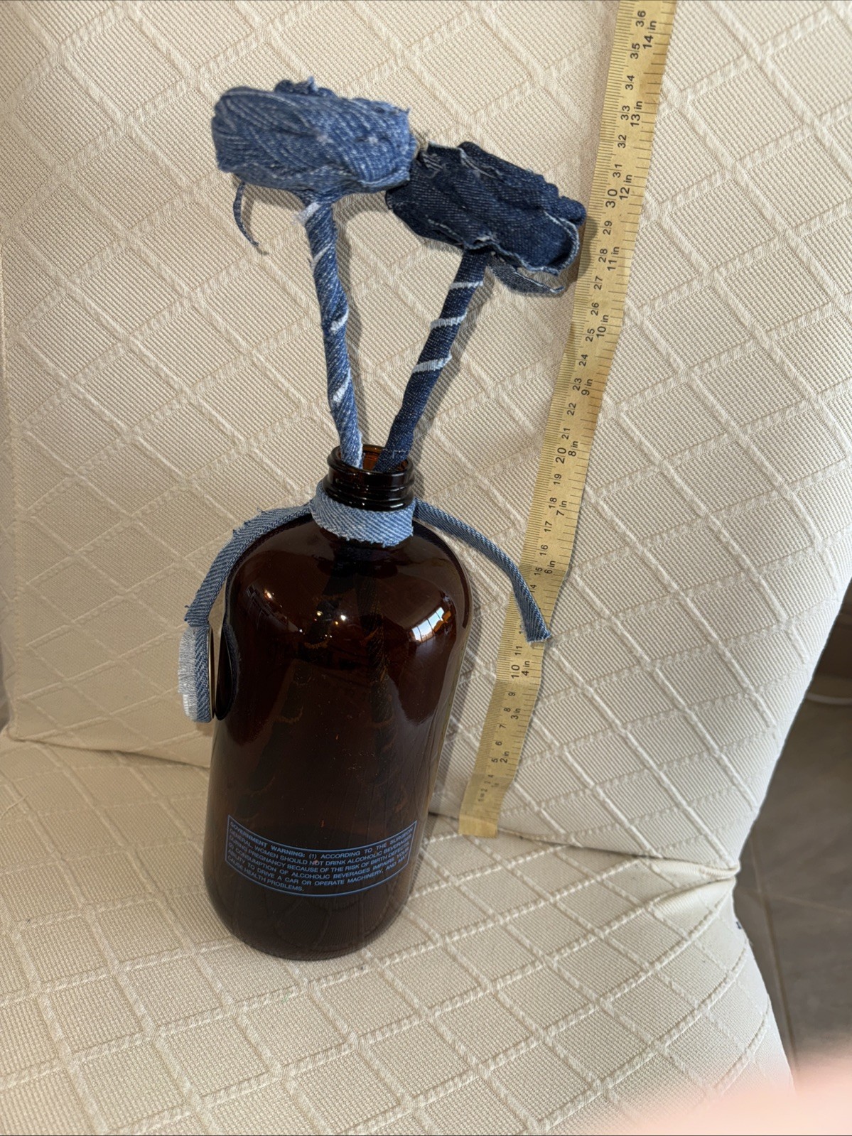 Handmade Denim Roses Flower 2nd Anniversary, Eco, New England Brewing Co Growler