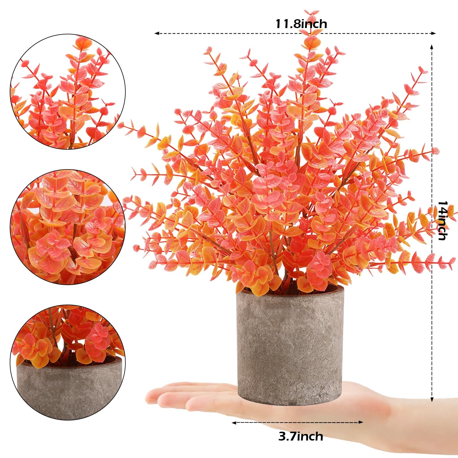 Plantas artificiales de eucalipto de 35,5 cm para otoño, decoración de mesa