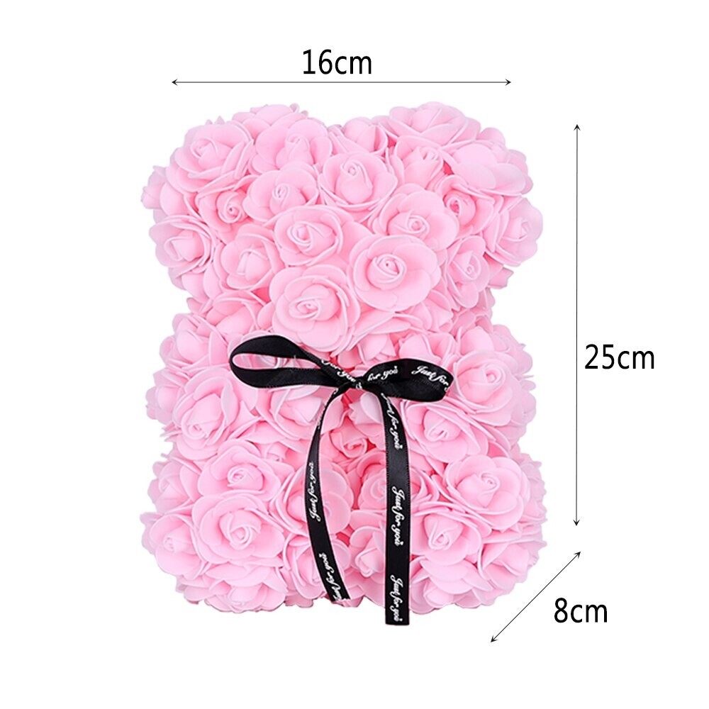 2023 Sakura Pink Rose Flower Teddy Bear – Gift Box (25cm) Valentines & Birthday