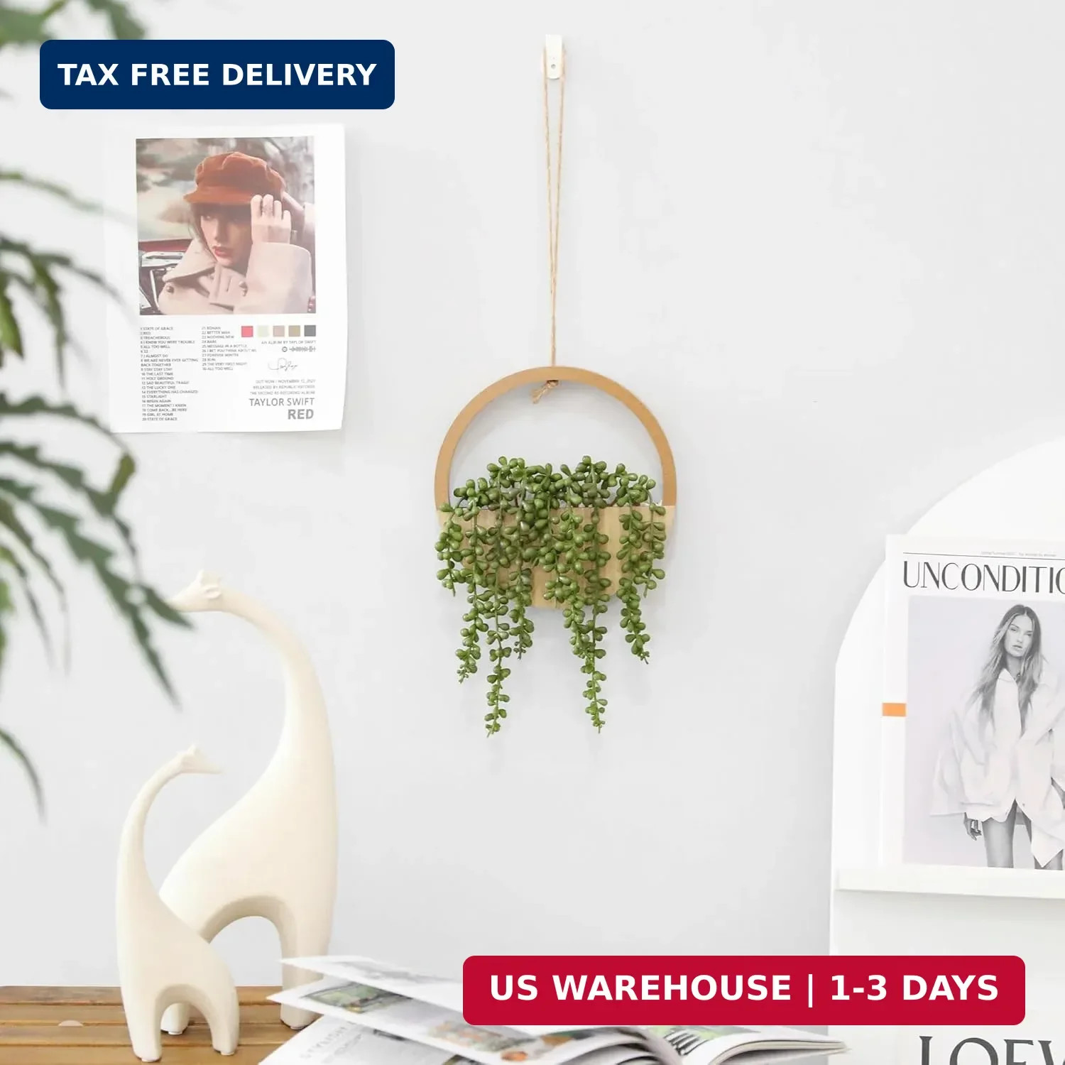 Floweroyal 2pcs Artificial Succulents Hanging Plants 12.2” Fake String of Pearl