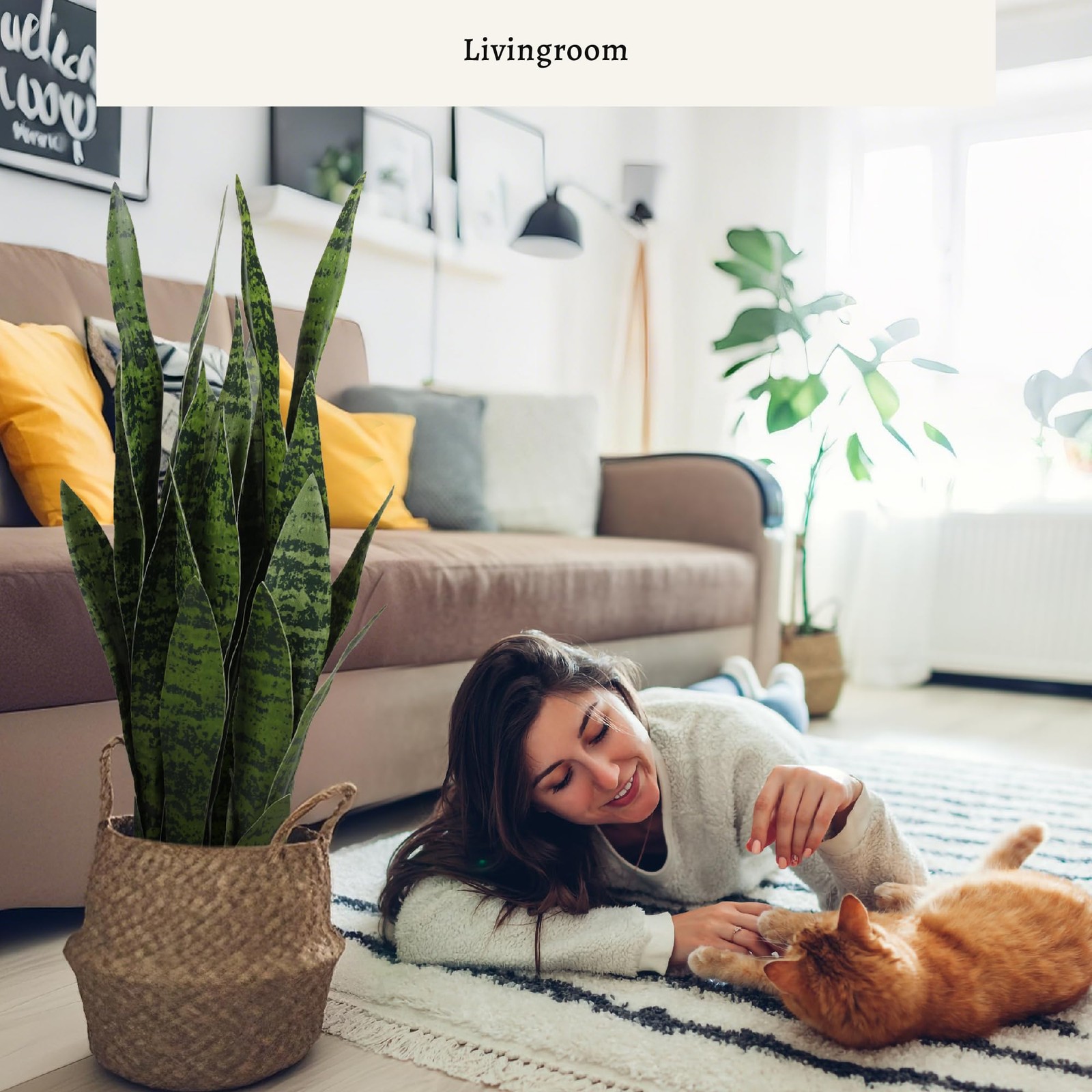 25.6” Artificial Snake Plant Sansevieria Indoor, 32 Leaves Lifelike Faux Pla…