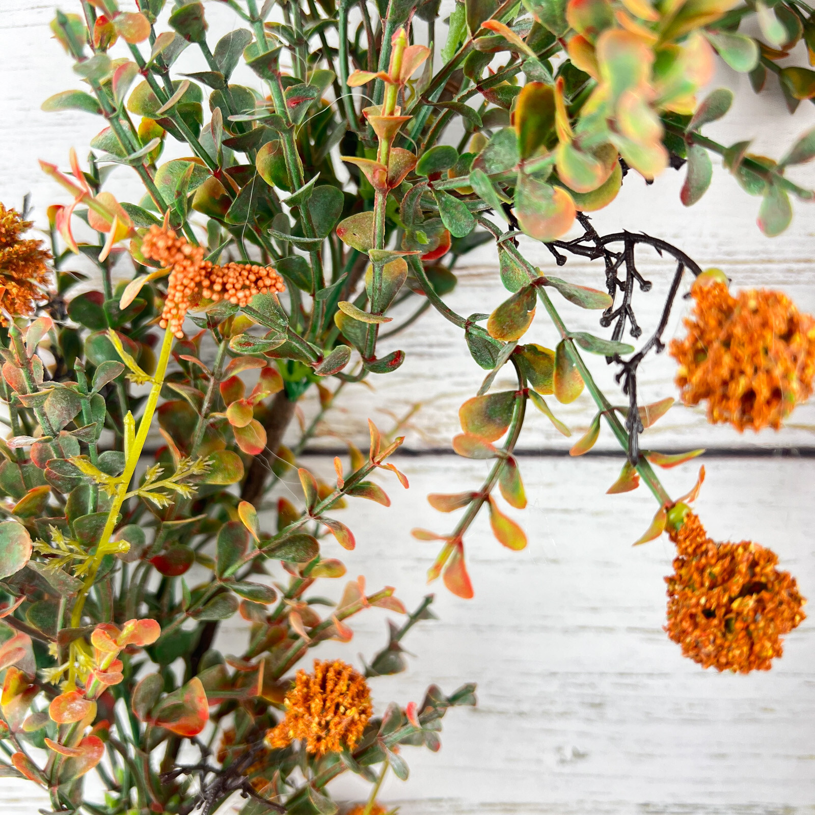 Fall Pincushion Drip Garland 32″ Long Autumn Fall Floral Natural Tan Minimalist