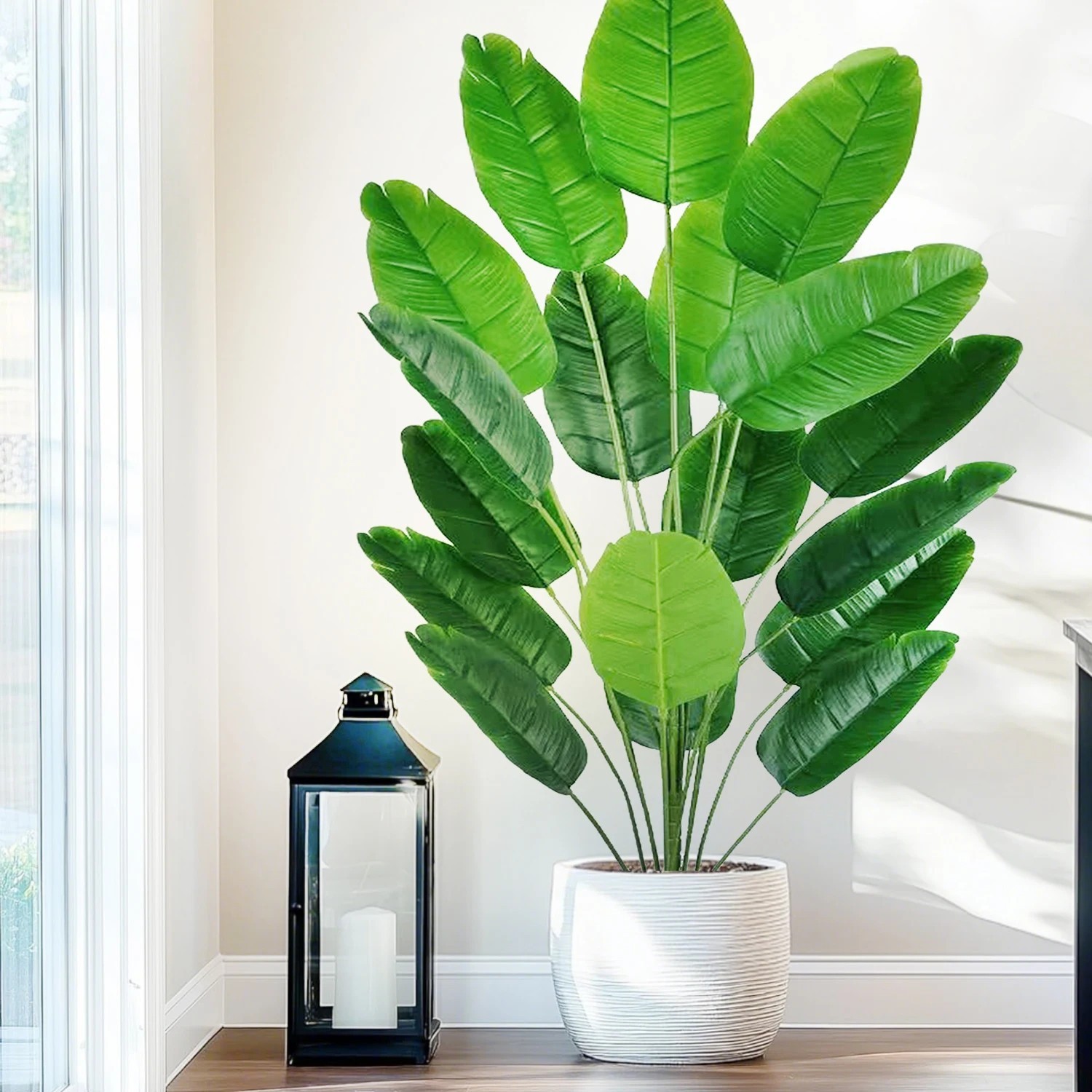 Large Artificial Tropical Plant Real Touch Palm Leaves For Home Indoor Decor