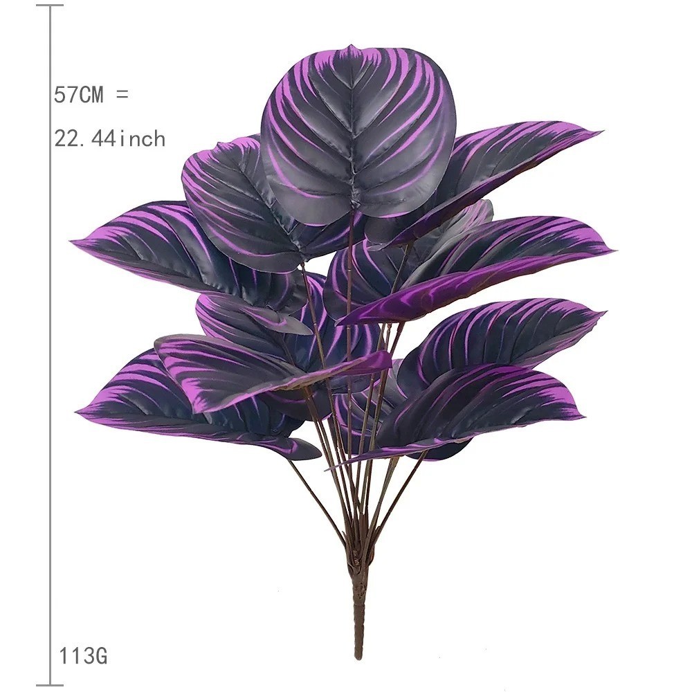 Home Party Decoration Purple & Green Leaf Decor Artificial Plant Simulation Pot