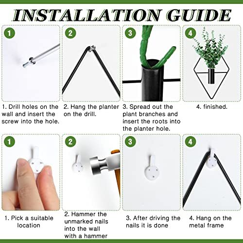 2 Pcs Hanging Planters with Artificial Plants Metal Hanging Vase Indoor