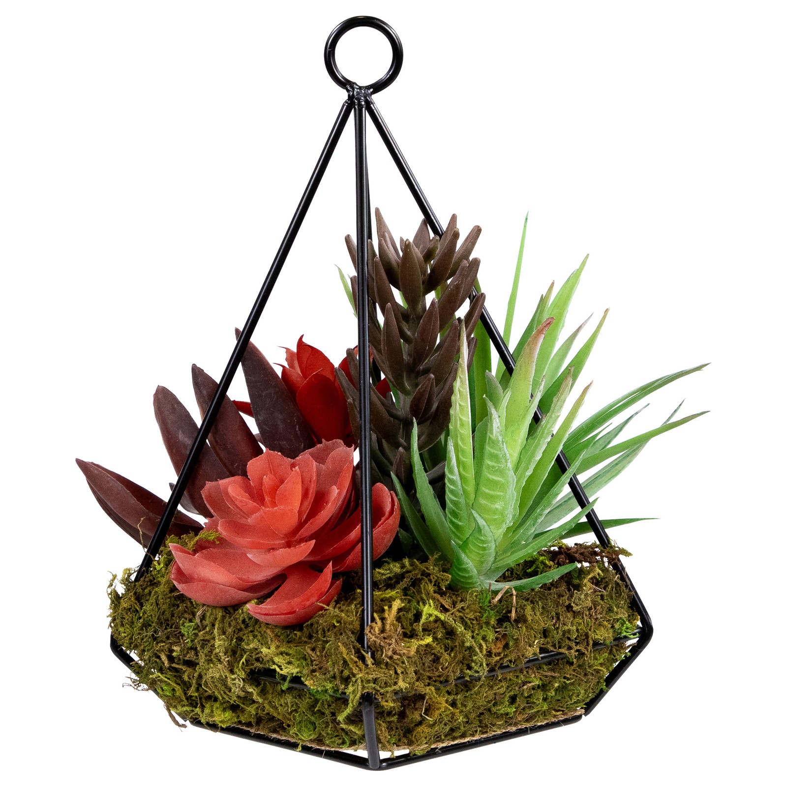 Northlight 9″ Artificial Succulents Arrangement 4Sided Copper Metal Wire Frame