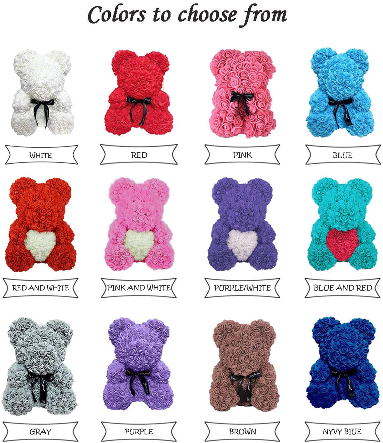 Rose Flower Hand Made Teddy Bear 10 Inches Valentin’s Day Birthday Anniversary