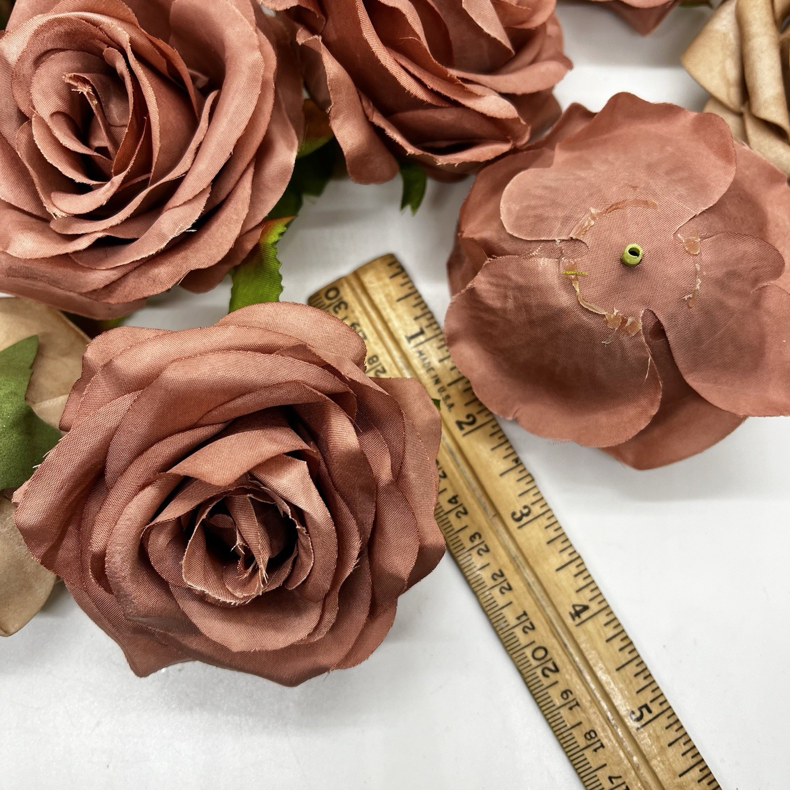 12 Count Stemless Roses Pink & Tan Flowers – Floral Decor Crafts For Crafting