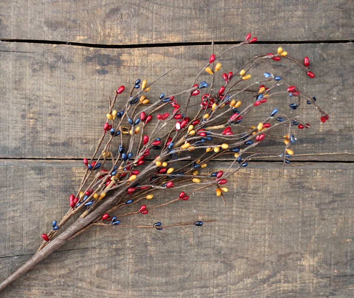Pip Berry Spray Burgundy Mustard Navy Blue Country Primitive Floral Decor 26 in