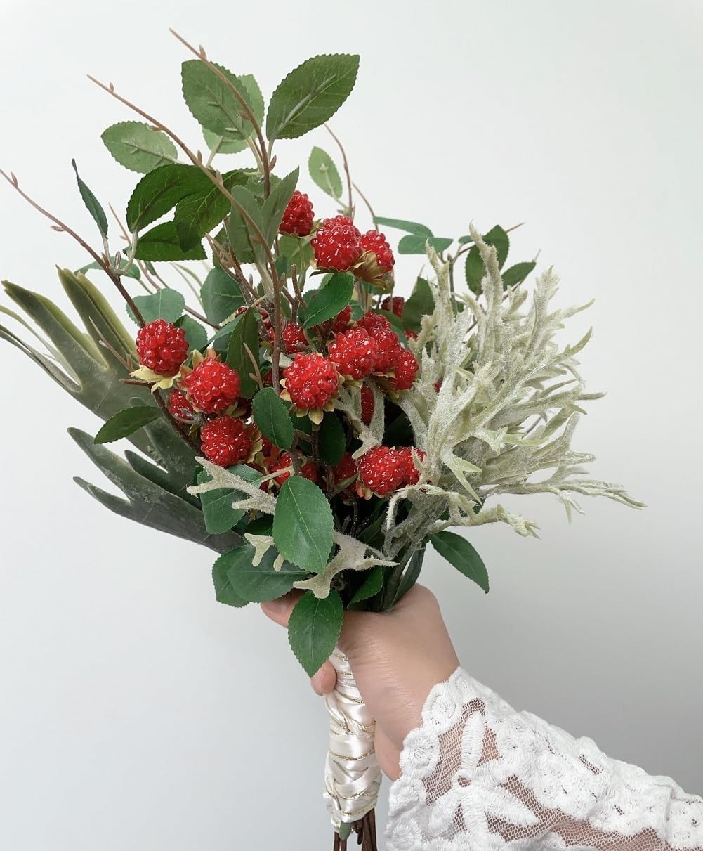 7Pcs Artificial Raspberry Plant Stems 15.7” Simulated Berry Bouquet for Home…