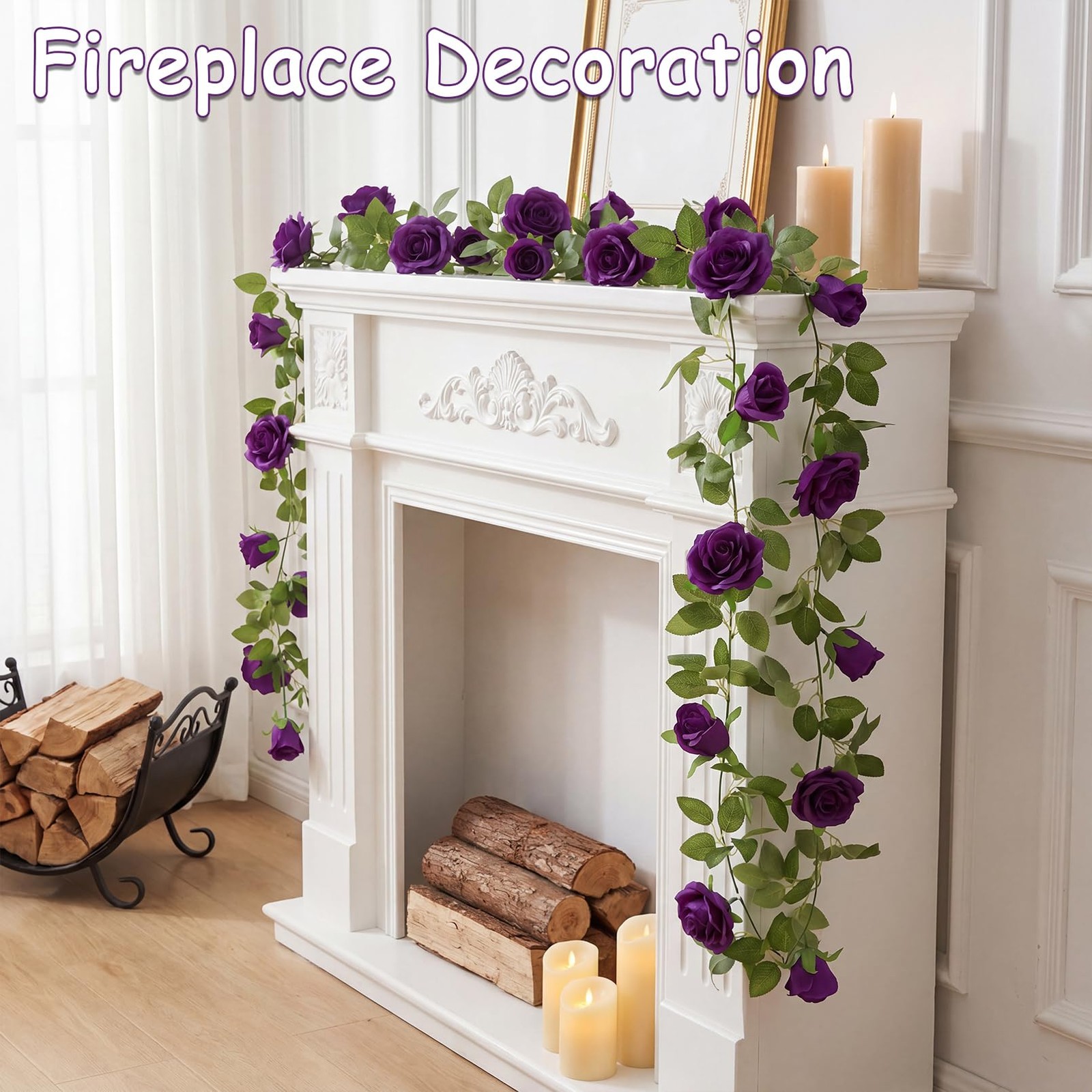 2 Pack Dark Purple Garland Each 6.5FT Artificial Flower Garland