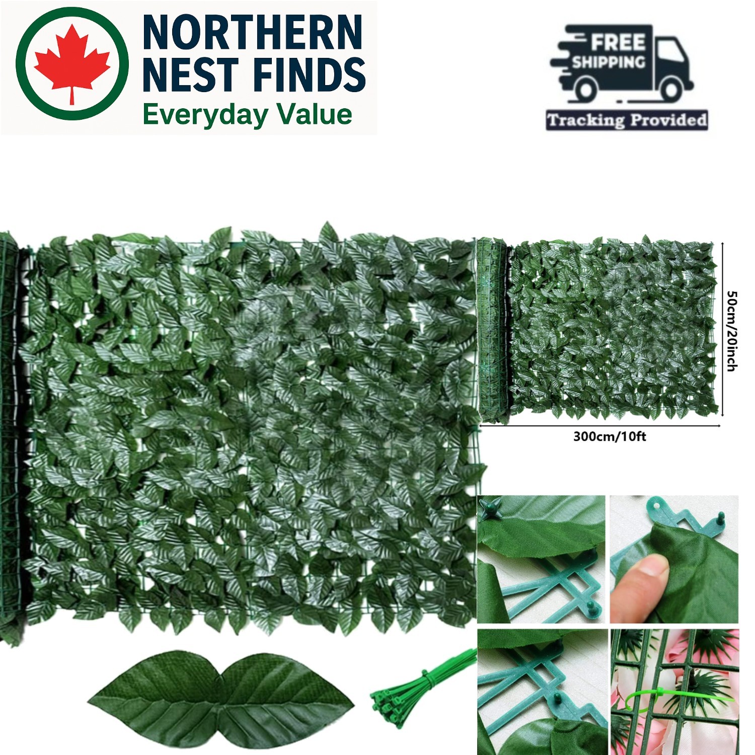 9.6”x8” Faux Ivy Hedge Fence – Durable, UV Blockage for Perfect Garden Privacy