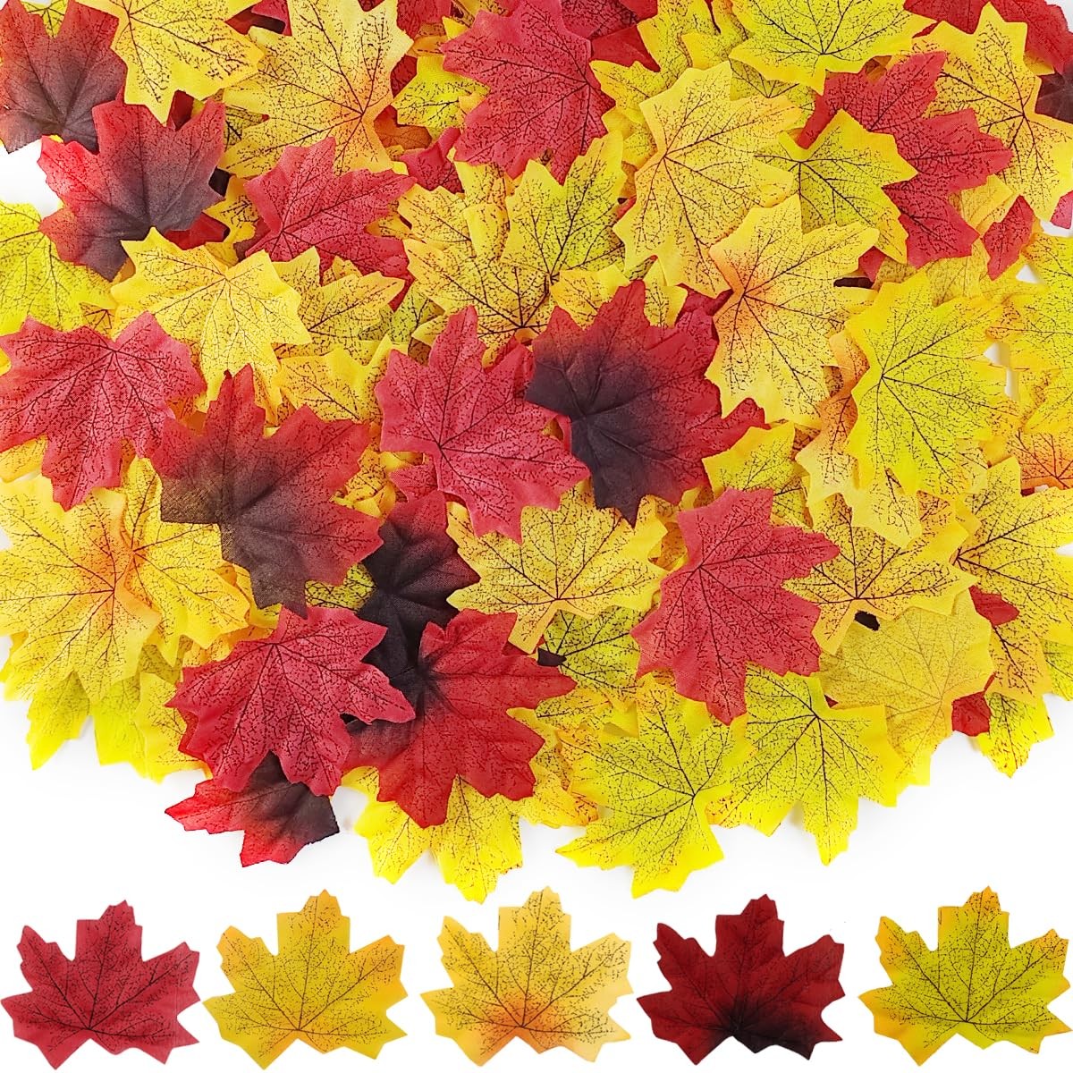 500 PCS Artificial Autumn Maple Leaves Mixed Fall Decor Thanksgiving Day