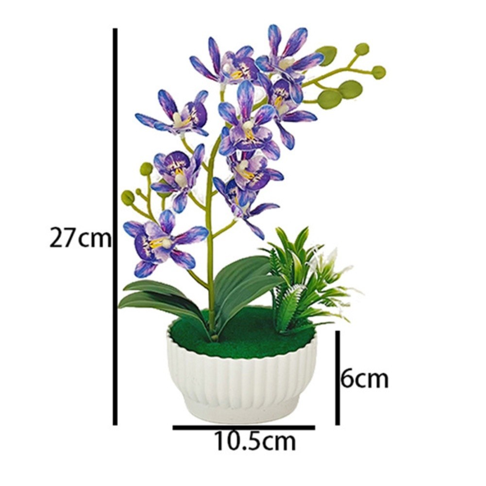 Compact Potted Artificial Orchid 10.5×10.5x27cm for Small Space For home Decor