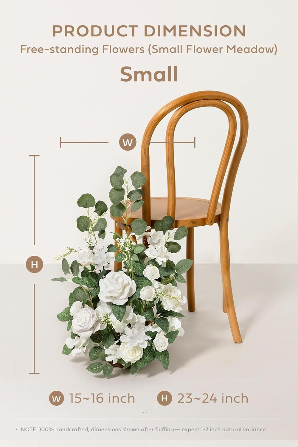 Free-Standing Wedding Aisle Runner Flowers, White Sage, 2Pcs | 17.5″ Tall Artifi