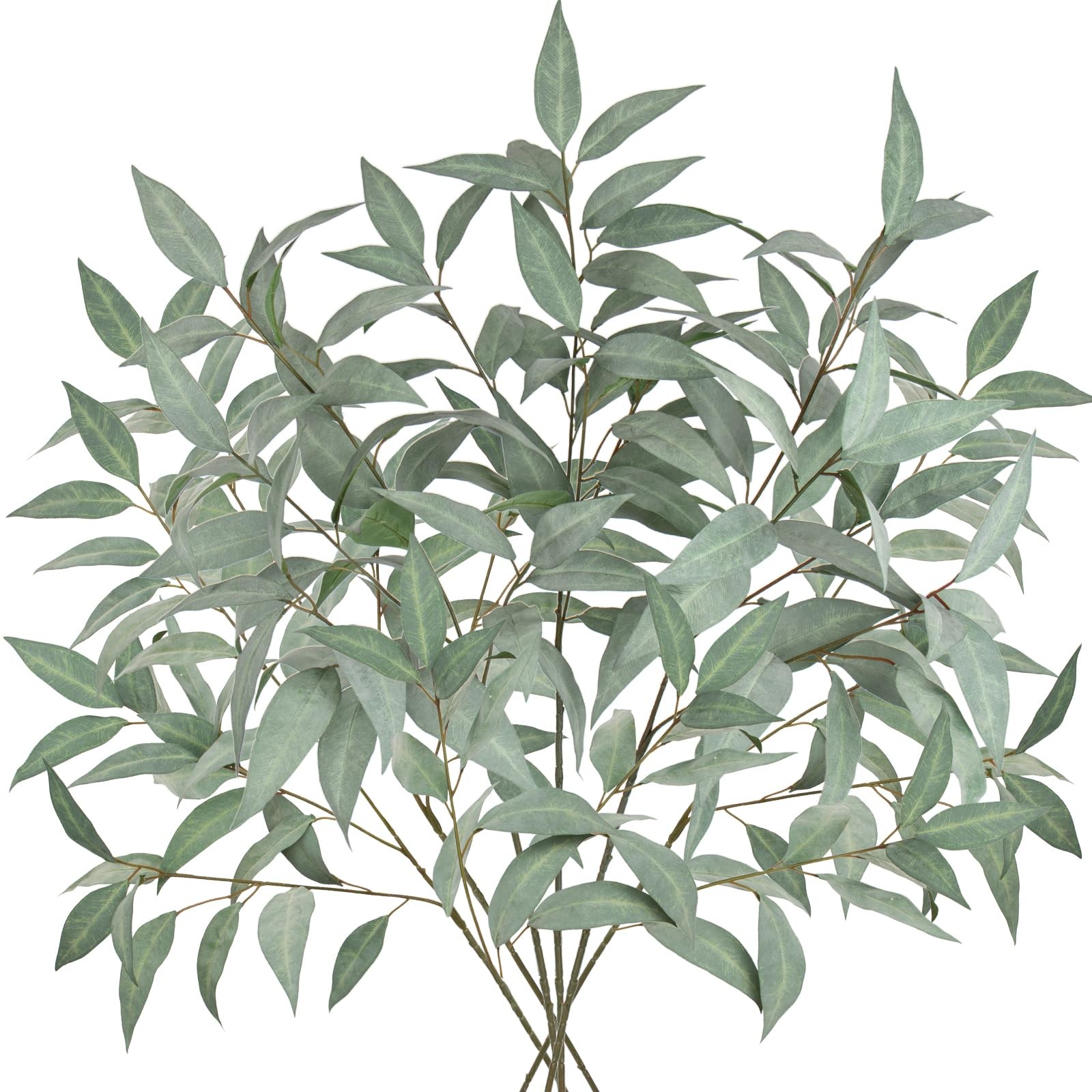 Set of 6 Faux Eucalyptus Stems 39.5 ” Long Stem Artificial Branches for Vase…