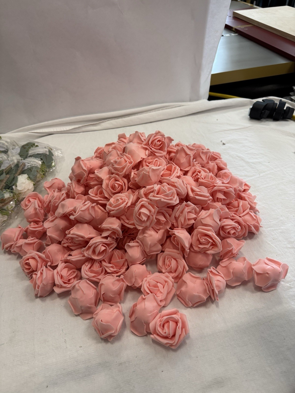 192 Peach Artificial Fake Roses & 20 White Pin on Roses