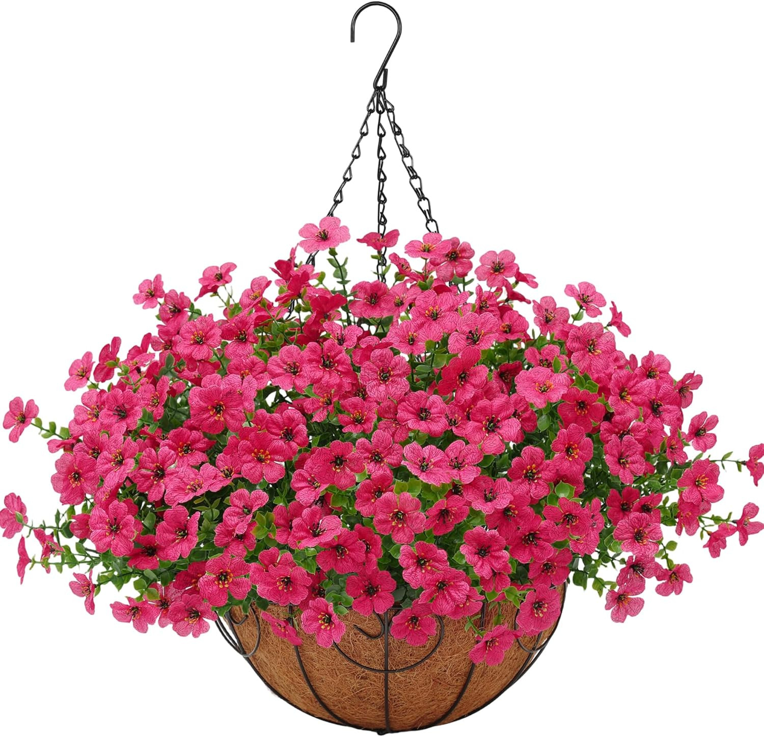 Artificial Faux Hanging Flowers Plants Basket for Outdoors outside Spring Summer