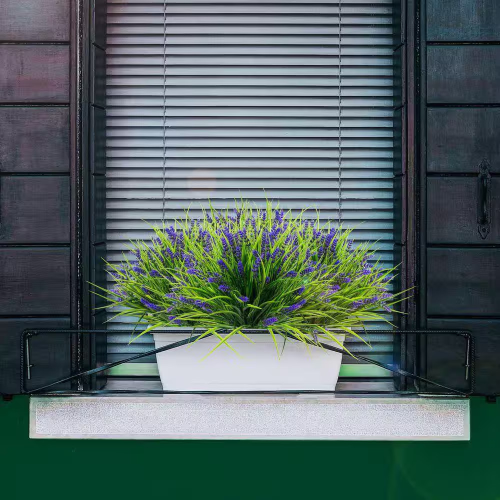 12 Bundles Artificial Plants UV Resistant Faux Plastic Plant Decor, 18 In. Purpl