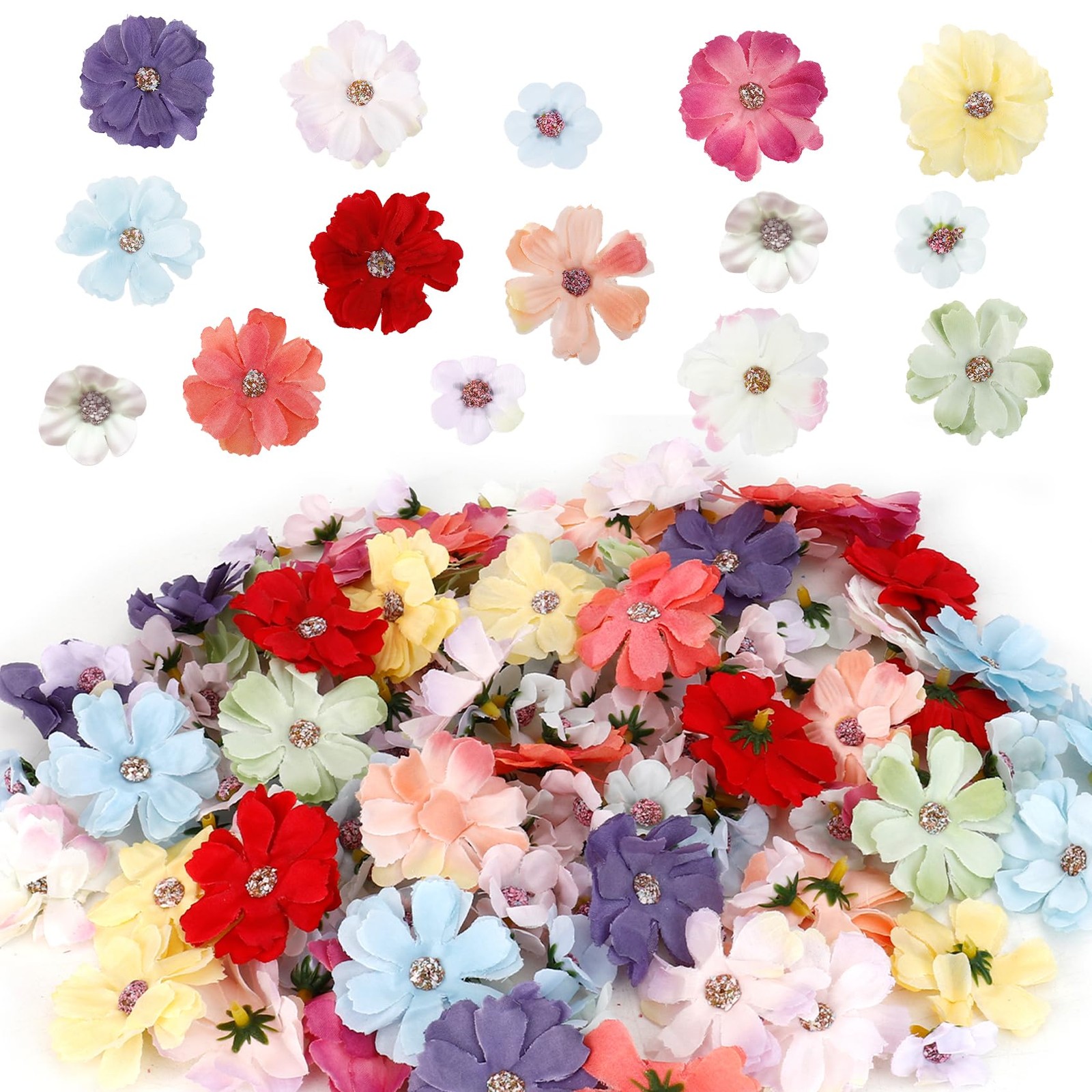 Faux Flower Heads 150 Pcs Mini Faux Flower for Crafts Artificial Flower Heads…