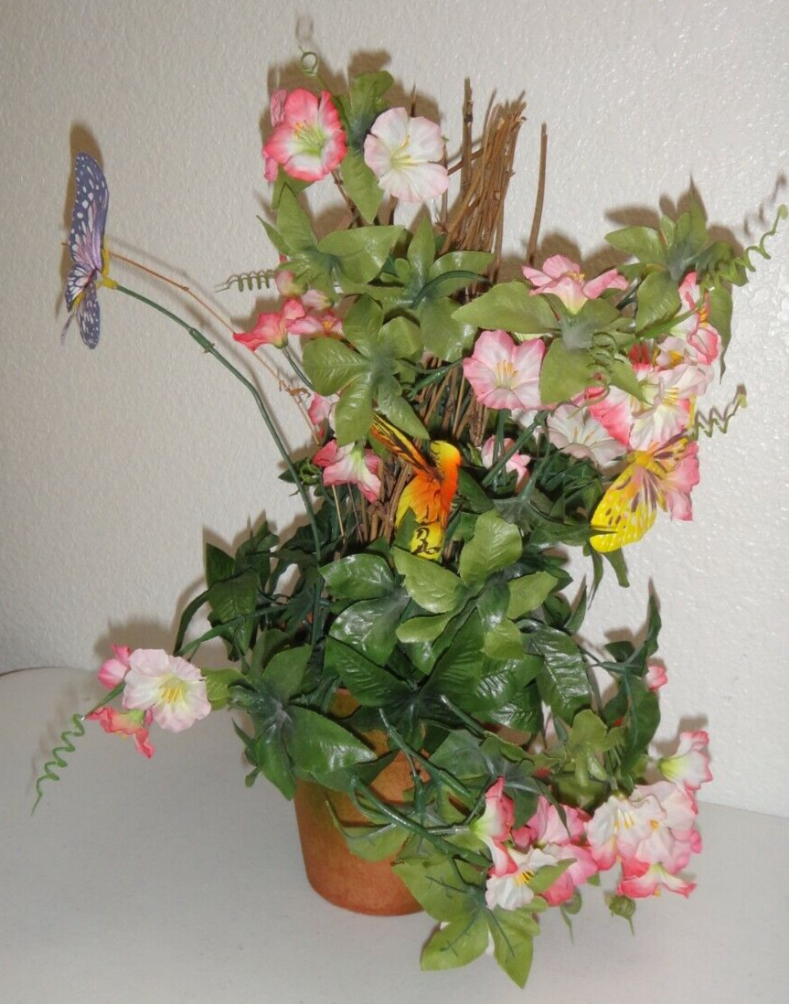 Artificial Potted Flowers & Butterflies Height :16 inches Floral Home Décor