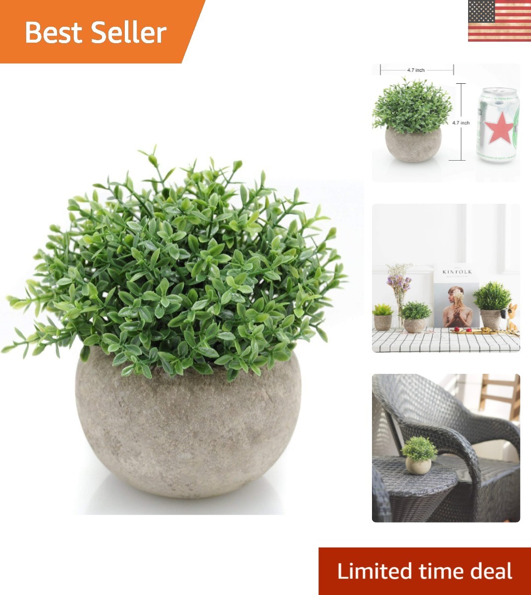 Realistic Mini Boxwood Topiary in Paper Mache Pot – Eco-Friendly Home Accent