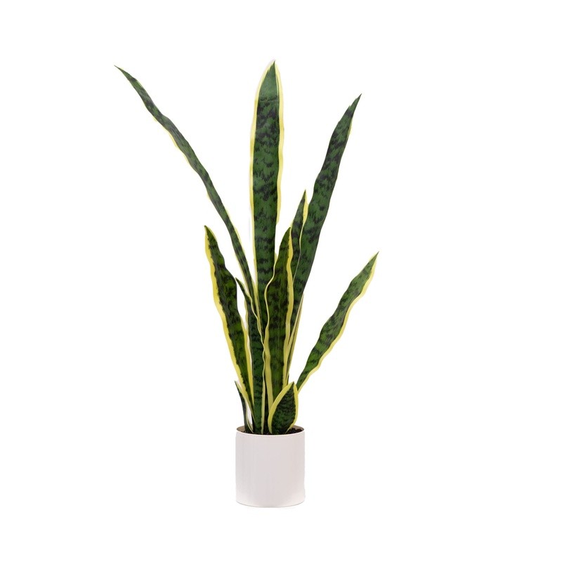 30 Inch Artificial Snake Plant W/ Vanilla Planter Indoor Office Home Decor New