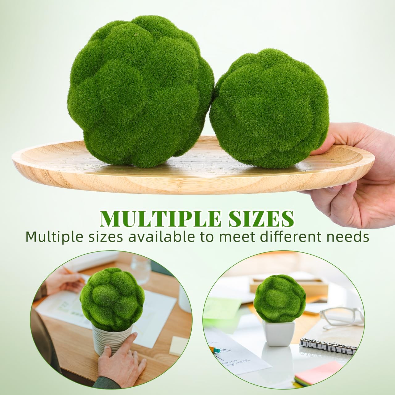 Faux Moss Balls 2Pcs Artificial Green Mossy Balls 4.72In Decorative Topiary O…
