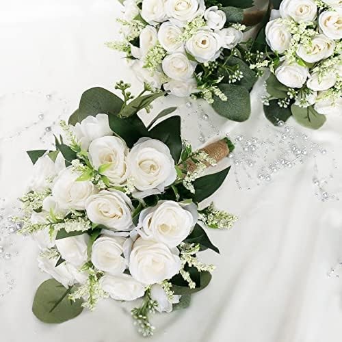 1 PCS 7 Inch Ivory Artificial Bridesmaid Wedding Bouquet Bridal Fake Flowers