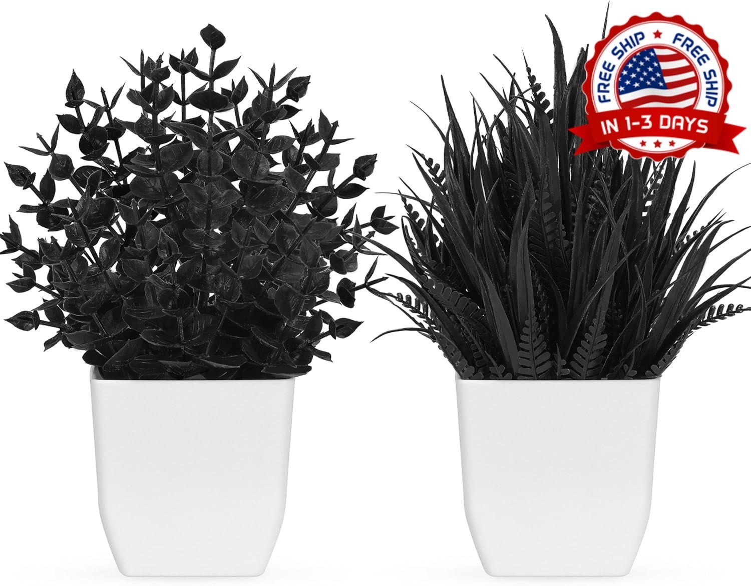 2 Pcs Plantas Artificiales Negras Pequenas Decoracion Halloween Mesa Oficina